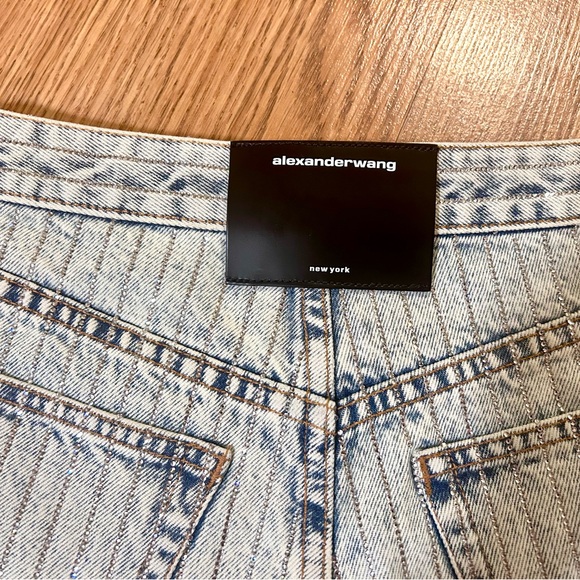 ALEXANDER WANG Crystal-embellished denim shorts Size 25 New with Tag - Picture 12 of 12